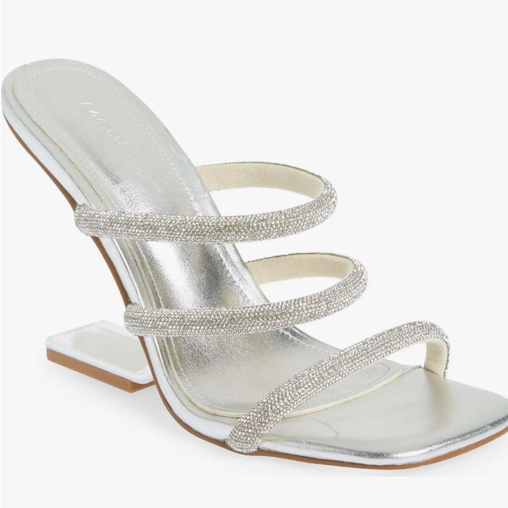 Azalea Wang Embellished Silver Sandal